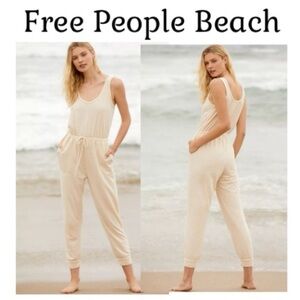 Free People Beach Bicoastal Jumpsuit with Pockets In Ivory Sz M Coastal Cowgirl